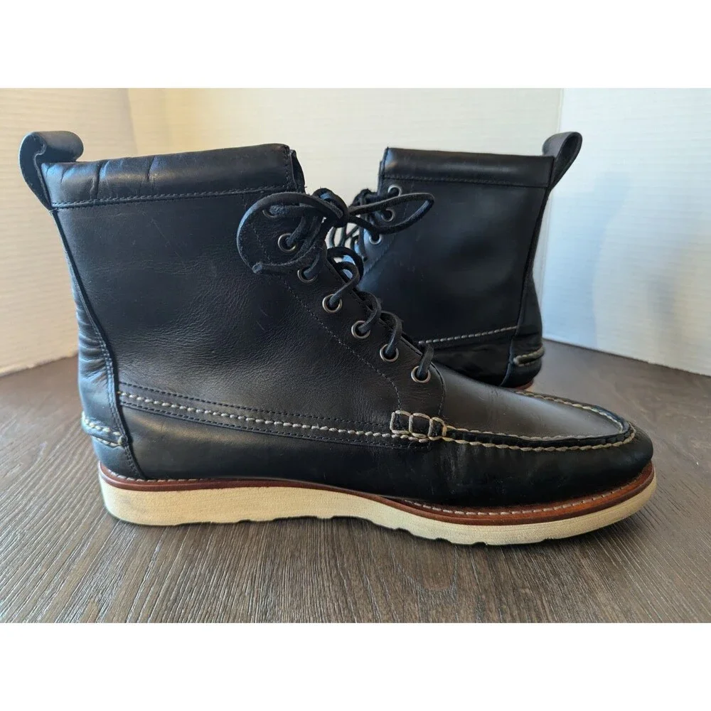 Eastland Sherman 1955 Lace Up Boots Mens 13 M Black Leather Logo Stitching